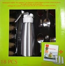 Rappel produit chez GIFI Siphon Tte Plastique  Coffret  Espumas Coffret 18 pices: siphon + verrines + cuillres 275 010  (sur la bote et sur la notice)