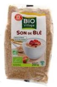 Rappel produit BIO VILLAGE chez LECLERC Son de Bl Sachet 250g, commercialis dans le rayon LibreService  partir de novembre 2013 Code barre: 3564707101646
