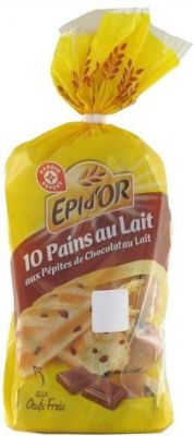 Rappel produit EPI DOR chez LECLERC 10 Pains au Lait aux Ppites de Chocolat au lait Sachet de 350g, commercialis dans le rayon picerie  partir du 20/11/2014 Code barre: 3564700253403 01