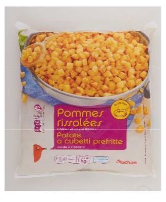 Rappel produit AUCHAN Pommes Rissol�es EAN: 359671038766