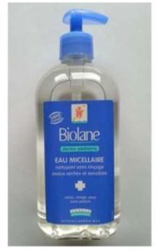 Rappel produit BIOLANE chez INTERMARCHE Eau Micellaire  Nettoyant sans Rinage Peaux Sches et Sensibles Flacon en PET 500ml Code EAN: 3286010026361